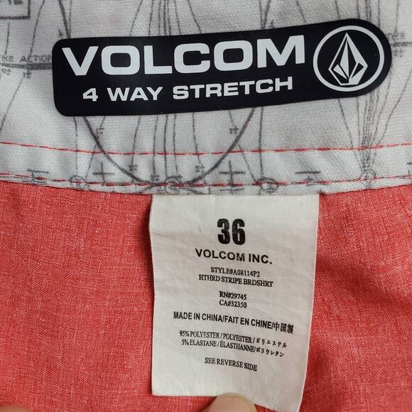 Volcom Striped Broad Shorts Red Size 36 - Picture 3 of 8